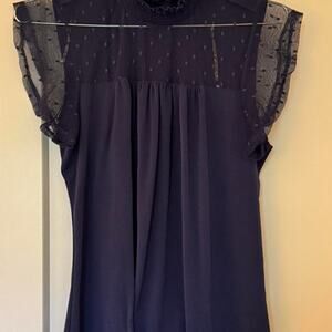 Adrienne Vittadini Blue blouse with ruffle sleeves
